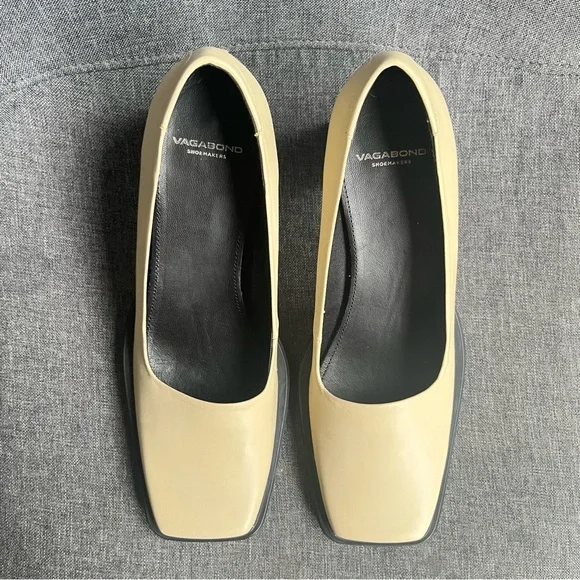 Vagabond Womens Edwina Square Toe Pumps Biscotti Size EU40 US9.5-10 3" Heel - Picture 3 of 8